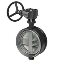 Затвор поворотный дисковый трехэксцентриковый TAFLINE, серии TL63, DN200 PN16, под приварку, с редуктором, корпус, диск - сталь