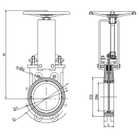Задвижка шиберная двусторонняя межфланцевая, серии TL81-A, TAFLINE, DN100 PN10, с голым штоком