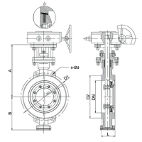 Трёхэксцентриковый дисковый поворотный затвор-TL73-Tafline (Тафлайн), DN900 PN25, межфланцевый с редуктором Тафлайн