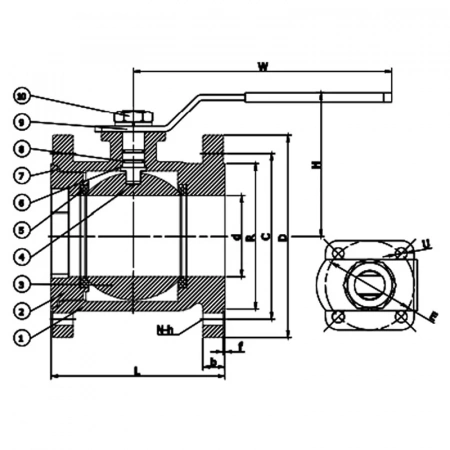 Кран шаровой полнопроходной фланцевый, серии TL33-PTFE, Tafline (Тафлайн), DN25 PN16, чугунный с рукояткой Тафлайн