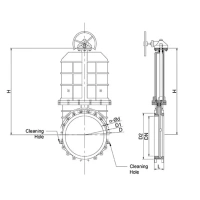 Шиберная задвижка фланцевая, серии TL81-Е, Tafline (Тафлайн), DN100 PN10, с резьбовыми проушинами, со штурвалом Тафлайн