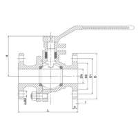 Кран шаровой полнопроходной фланцевый, серии TL31-F, TAFLINE, DN40 PN40, стальной, с рукояткой