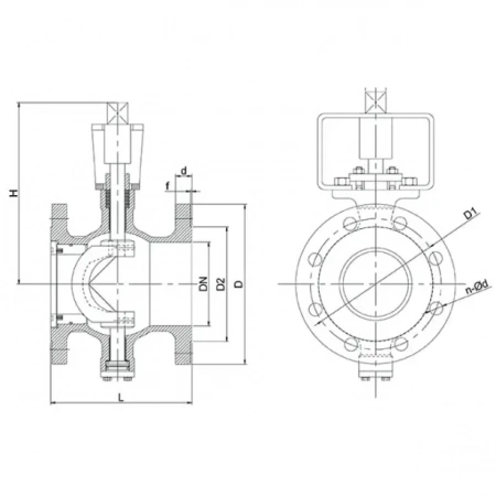 Кран эксцентриковый полусферический-TL34-F-TAFLINE, DN080 PN16, фланцевый